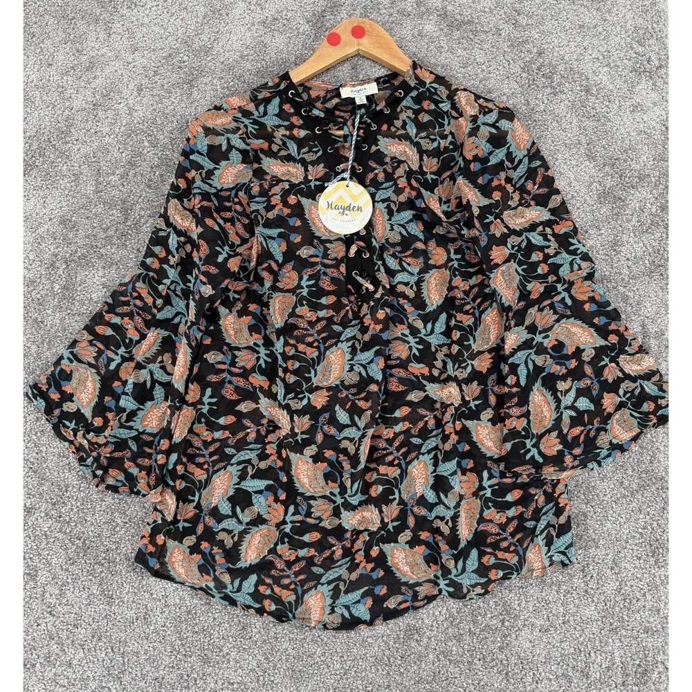 Hayden Los Angeles Outer Banks Sarah Cameron Paisley Bell Sleeve Blouse NWT M